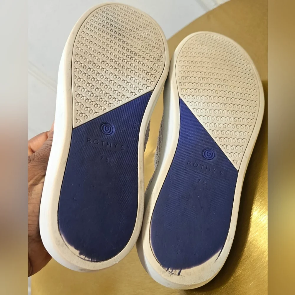 Rothy’s Retired Honeycomb Slip-On Sneakers Salt Color-Light Gray Women's Sz 7.5